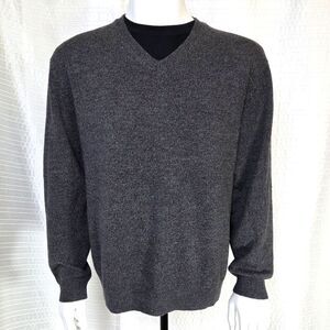 Jos A Bank V-Neck Merino Wool Sweater Men’s XL Heather Gray
